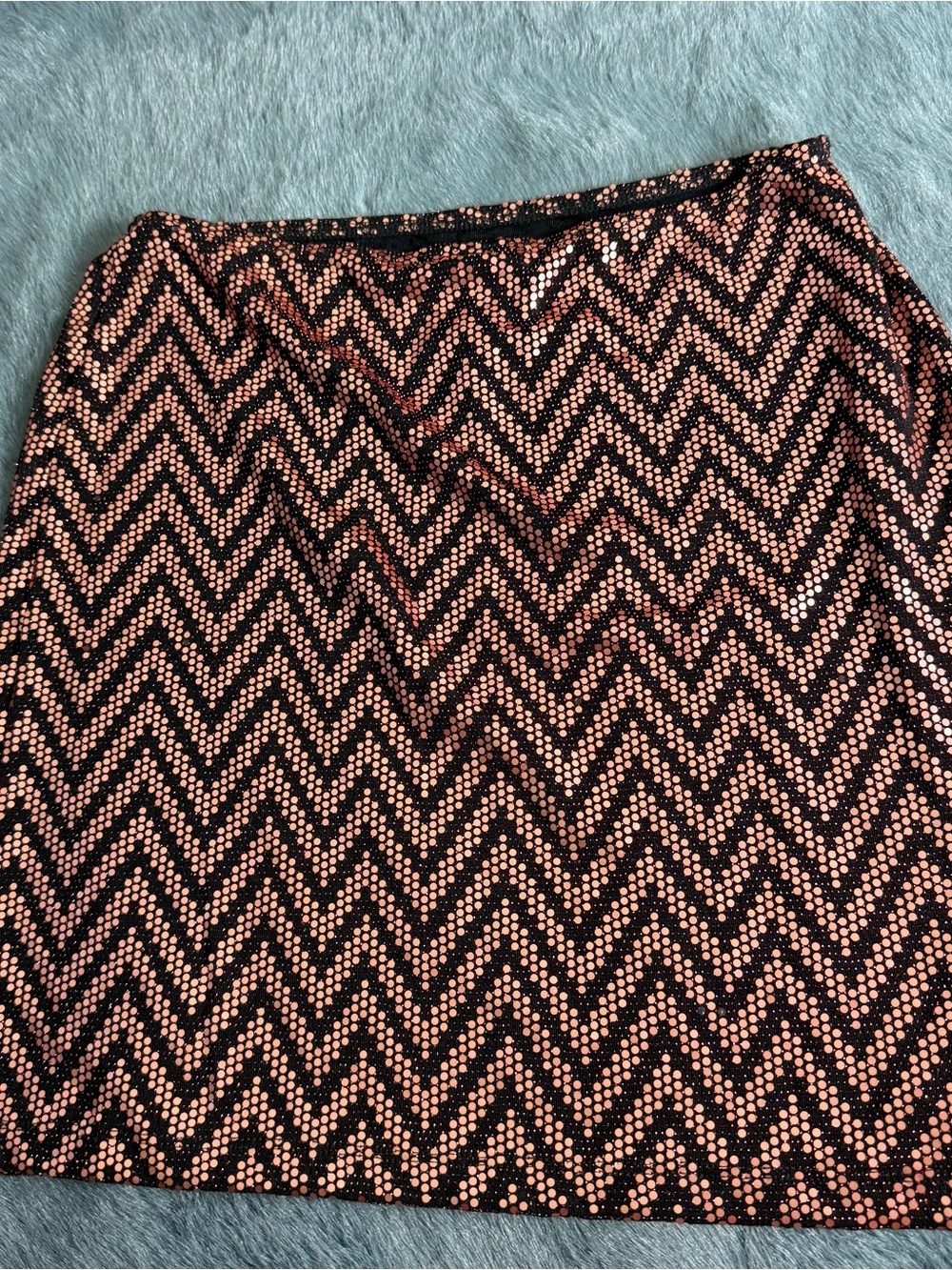 Sequin Chevron Mini Skirt in Black and Rose Gold
